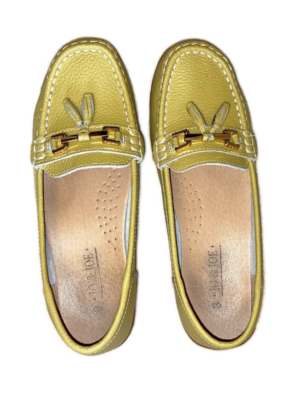 Jo & Joe Lime Green Pebbled Leather Driving Loafer Moccasin Size 8